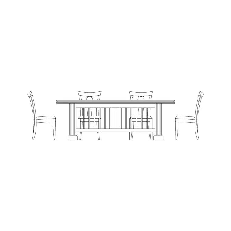Solid Wooden Dining Set Elevation DWG CAD block thumbnail — furniture drawing