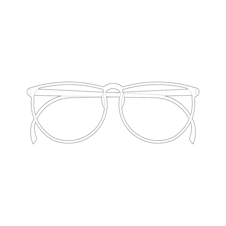 Spectacles CAD block DWG — plan and elevation view