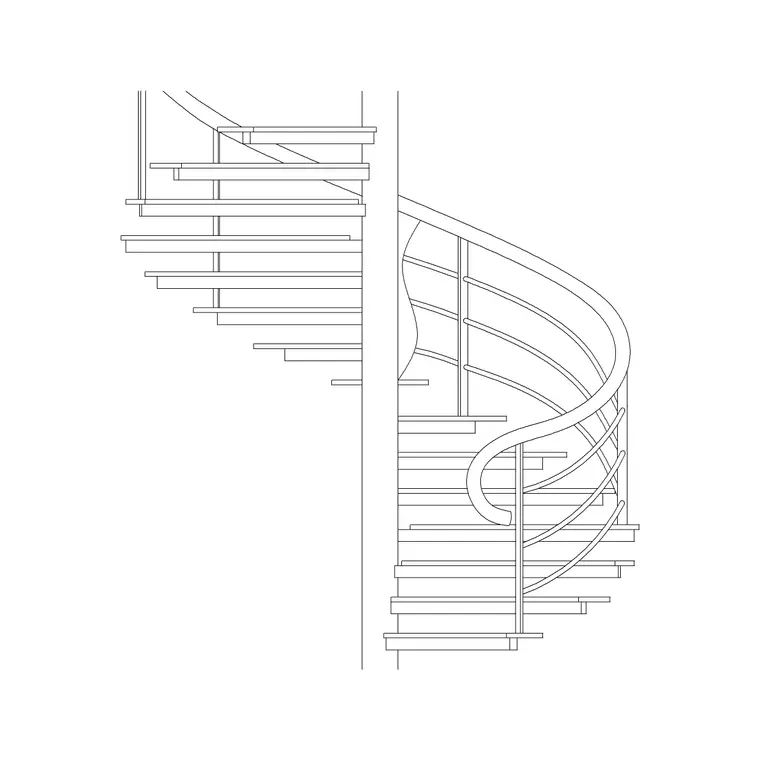 Spiral Window Ele 1 DWG CAD block thumbnail — stairs drawing