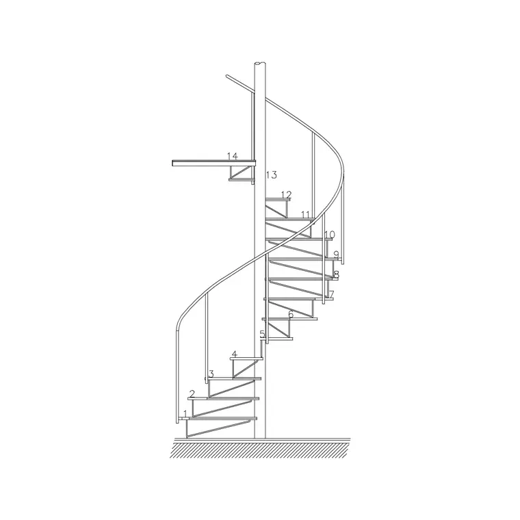 Spiral Window Ele 2 DWG CAD block thumbnail — stairs drawing