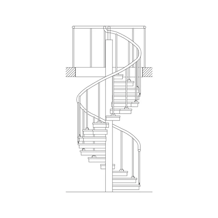 Spiral Window Ele 3 DWG CAD block thumbnail — stairs drawing
