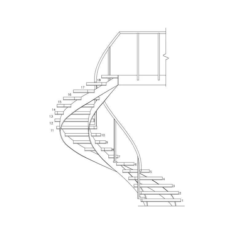 Spiral Window Ele 4 DWG CAD block thumbnail — stairs drawing