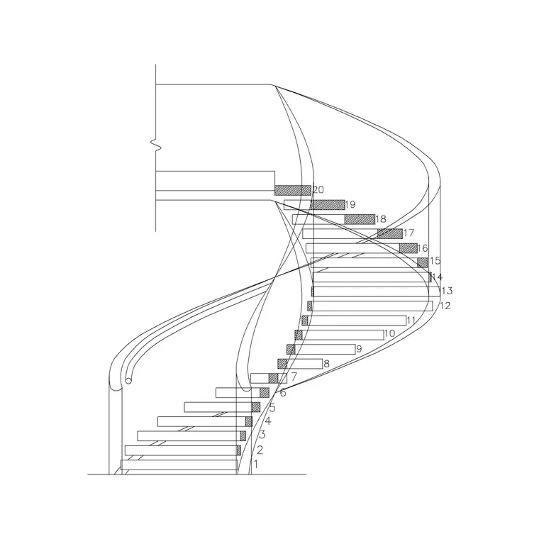 Spiral Window Ele 5 DWG CAD block thumbnail — stairs drawing