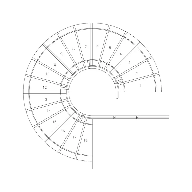 Spiral Window Plan 4 DWG CAD block thumbnail — stairs drawing