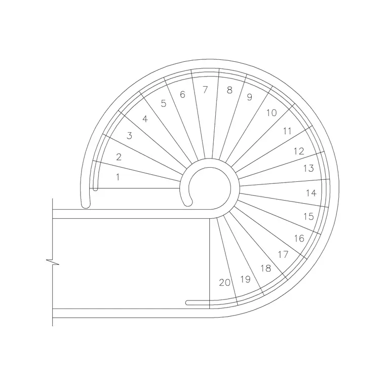 Spiral Window Plan 5 DWG CAD block thumbnail — stairs drawing