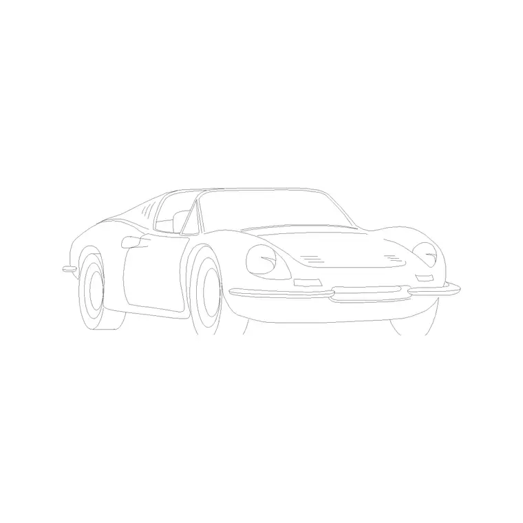 Sports Car Perspective DWG CAD block thumbnail — vehicles drawing