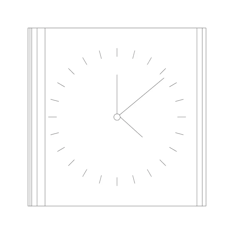 Sqaure Clock DWG CAD block thumbnail — accessories drawing