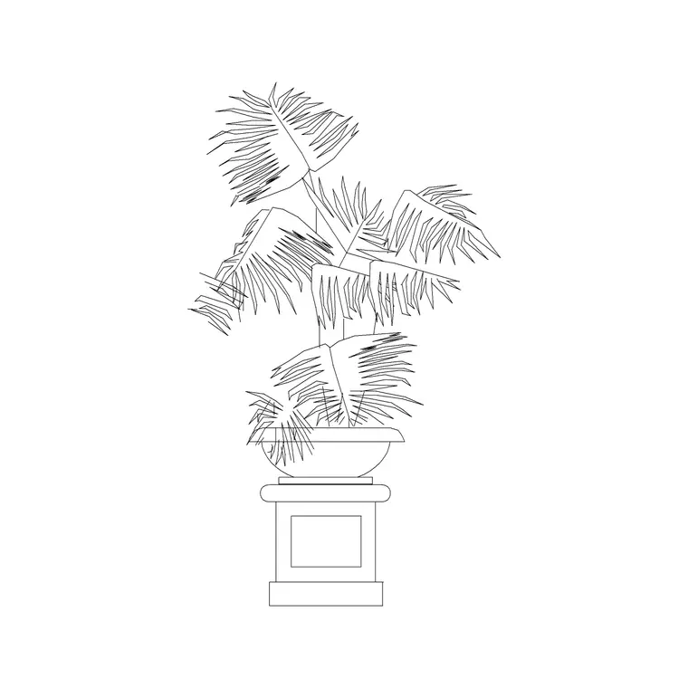 Sqaure Pot Plant DWG CAD block thumbnail — trees & plants drawing