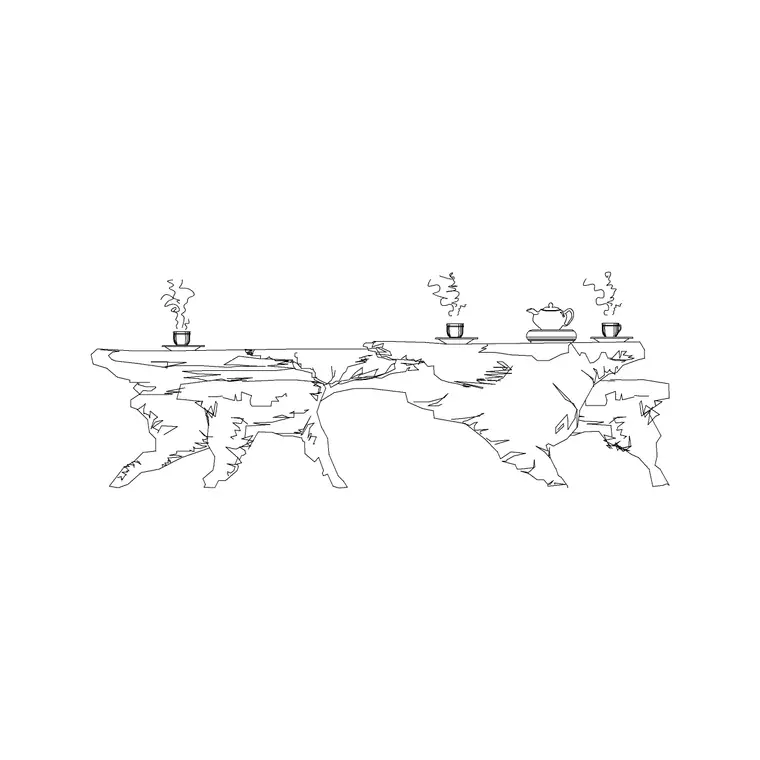 Stone Dining Table DWG CAD block thumbnail — furniture drawing