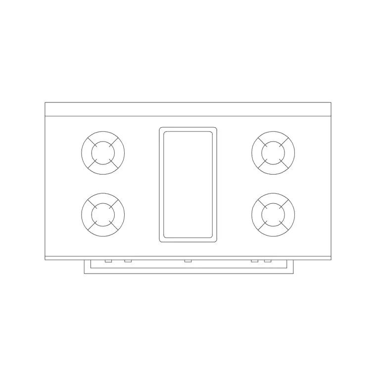 Stove 4 Burner Type D DWG CAD block thumbnail — kitchen drawing