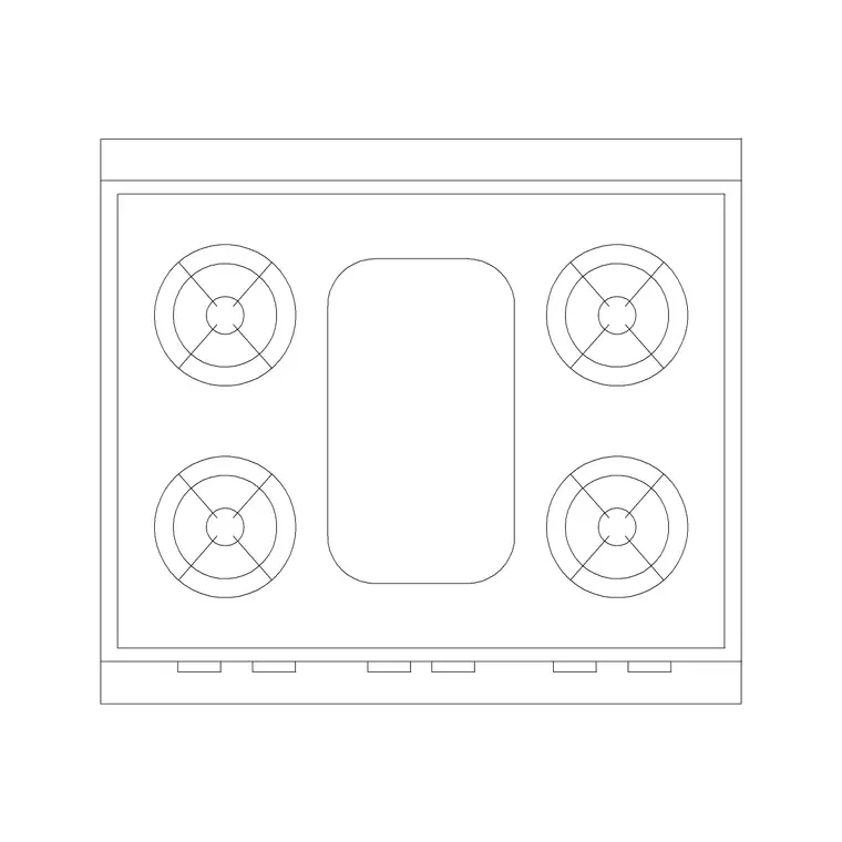 Stove 4 Burner Type G DWG CAD block thumbnail — kitchen drawing