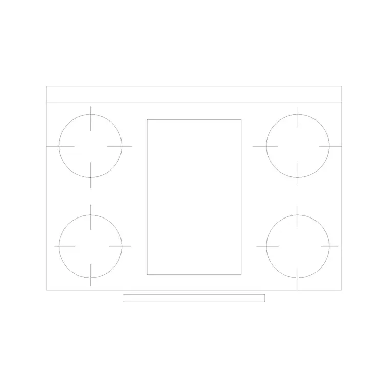 Stove 4 Burner DWG CAD block thumbnail — kitchen drawing