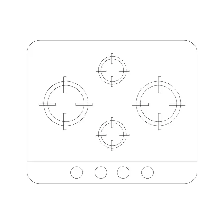 Stove 48 DWG CAD block thumbnail — kitchen drawing