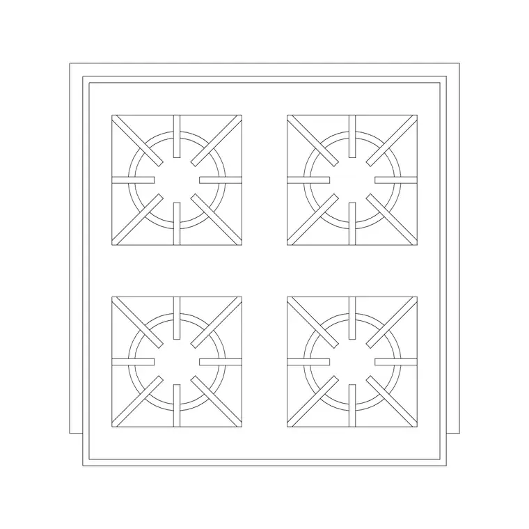 Stove 53 DWG CAD block thumbnail — kitchen drawing