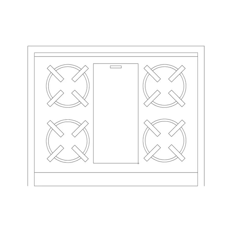 Stove 58 DWG CAD block thumbnail — kitchen drawing
