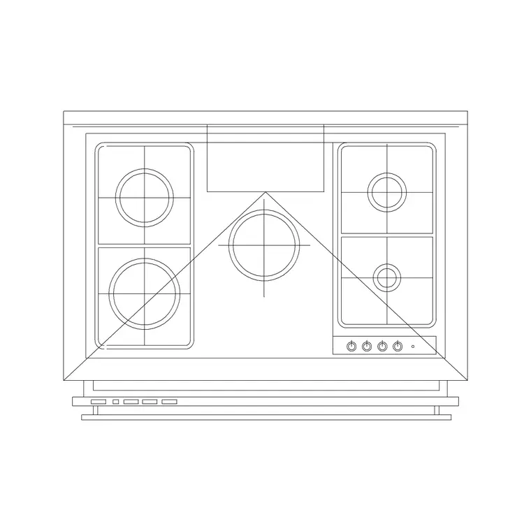 Stove 68 DWG CAD block thumbnail — kitchen drawing