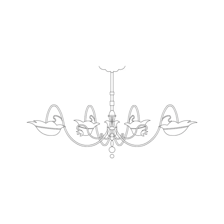 Suspended Chandelier Metal Type A DWG CAD block thumbnail — lighting drawing
