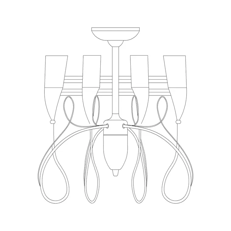 Suspended Chandelier Metal Type B DWG CAD block thumbnail — lighting drawing