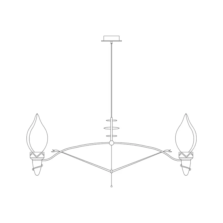 Suspended Chandelier Metal Type C DWG CAD block thumbnail — lighting drawing