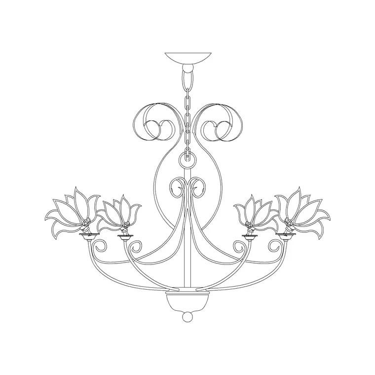 Suspended Chandelier Metal Type E DWG CAD block thumbnail — lighting drawing