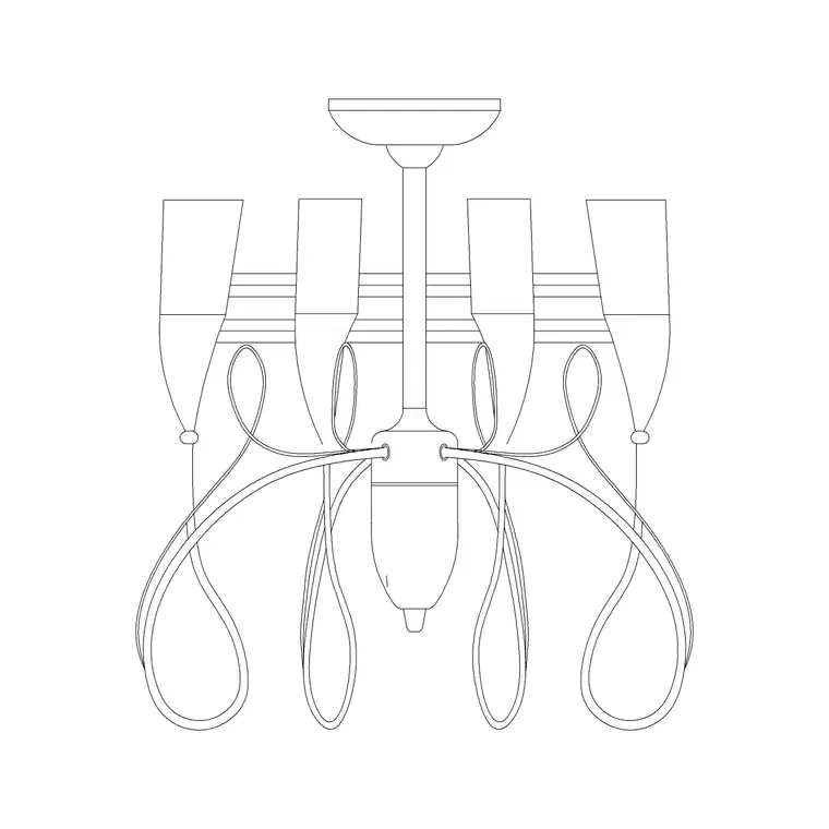 Suspended Chandelier Metal Type F DWG CAD block thumbnail — lighting drawing