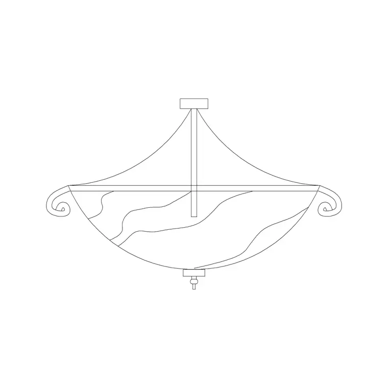 Suspended Chandelier Round Type C DWG CAD block thumbnail — lighting drawing