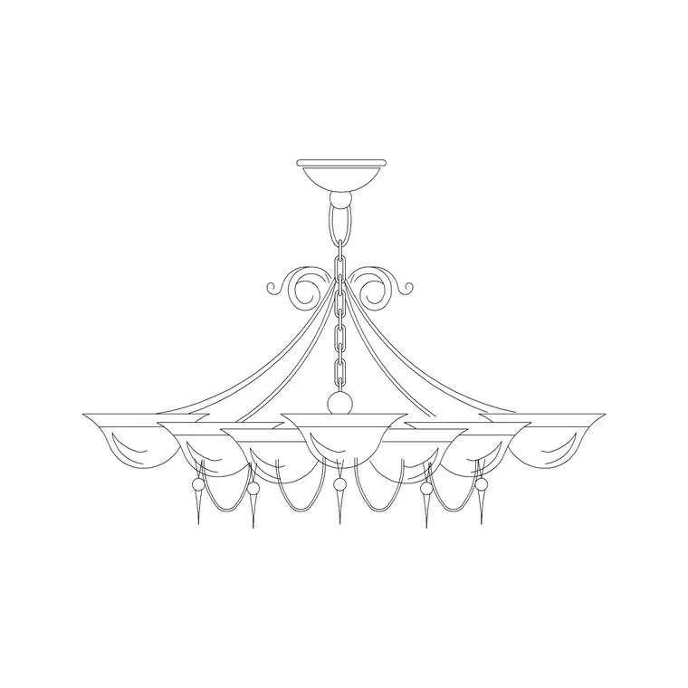 Suspended Chandelier Type E DWG CAD block thumbnail — lighting drawing