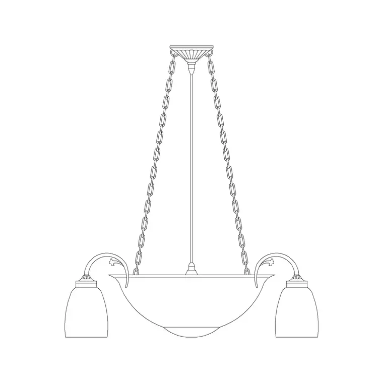 Suspended Chandelier Type F DWG CAD block thumbnail — lighting drawing
