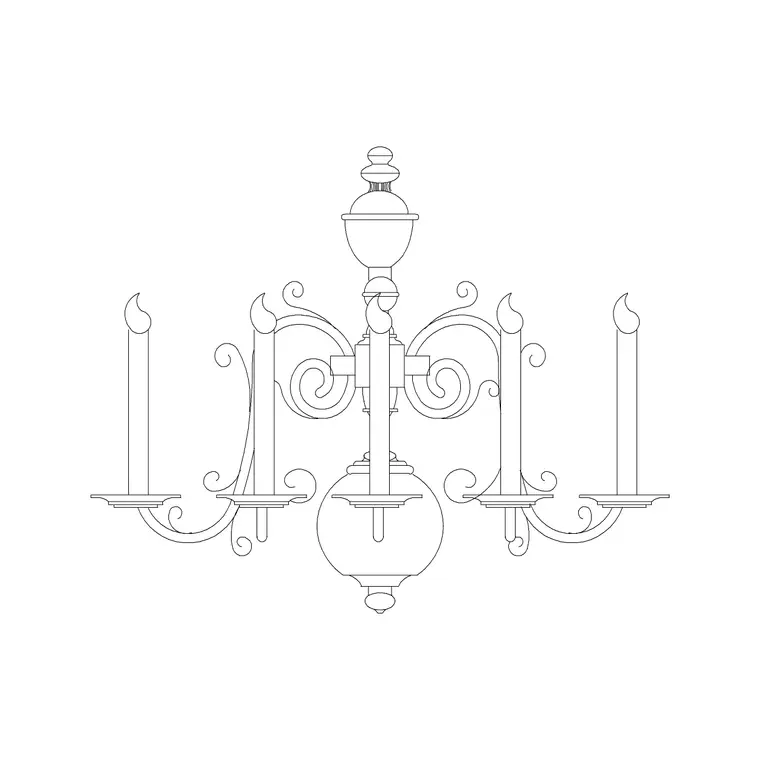 Suspended Chandelier Type H DWG CAD block thumbnail — lighting drawing