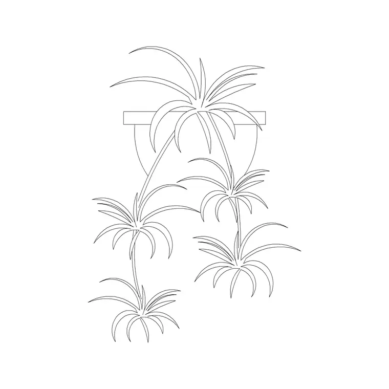 Suspended Planter Pot With Plants DWG CAD block thumbnail — accessories drawing