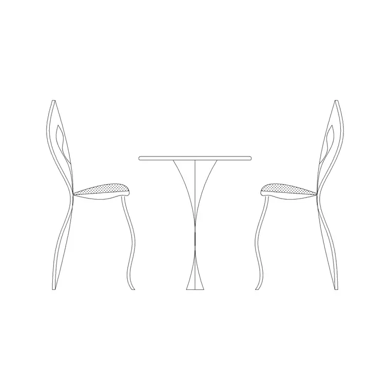 Table Chair Set 2 Persons DWG CAD block thumbnail — furniture drawing