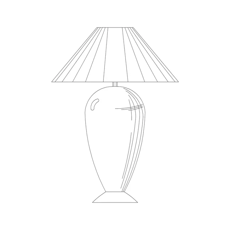 Table Lamp Ceramic Long Stand DWG CAD block thumbnail — lighting drawing