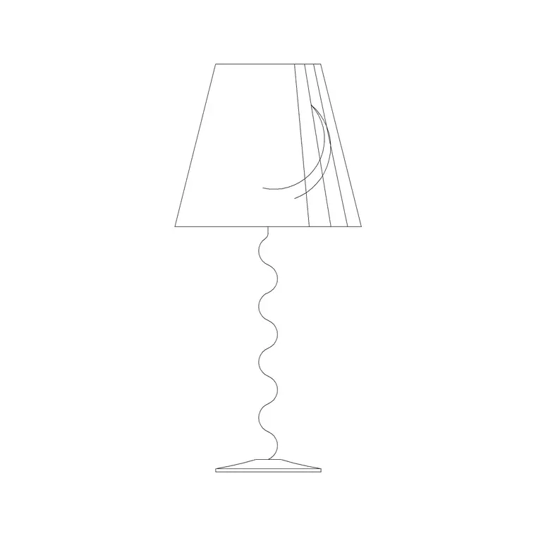 Table Lamp Curvlinear Stand DWG CAD block thumbnail — lighting drawing