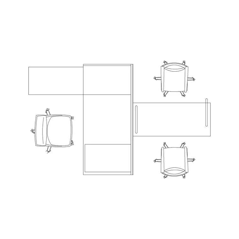 Table With Workstation DWG CAD block thumbnail — office drawing