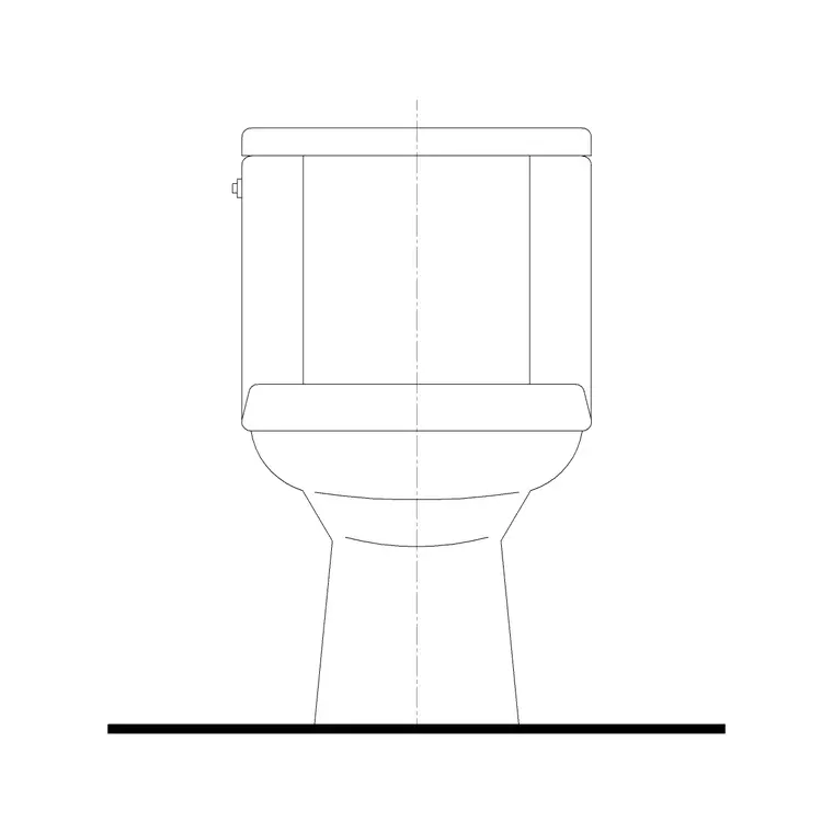 Toilet Double Piece Front Ele DWG CAD block thumbnail — bathroom drawing