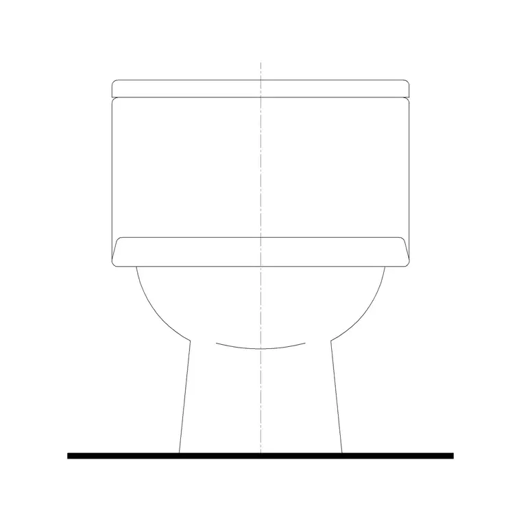 Toilet Single Piece Front Ele DWG CAD block thumbnail — bathroom drawing
