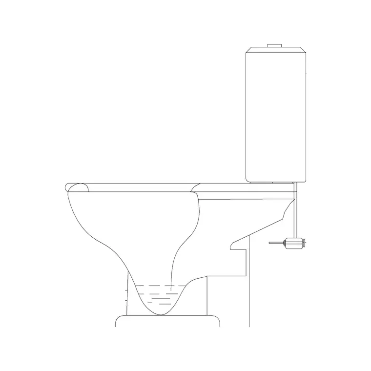 Toilet With Flush Tank DWG CAD block thumbnail — bathroom drawing