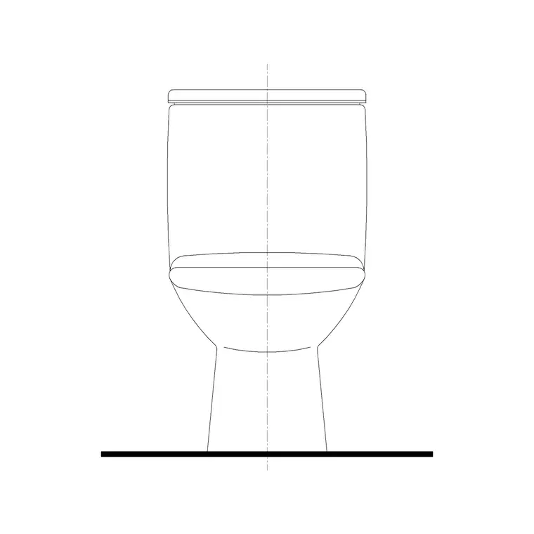 Toilet With Tank Front Ele 2 DWG CAD block thumbnail — bathroom drawing