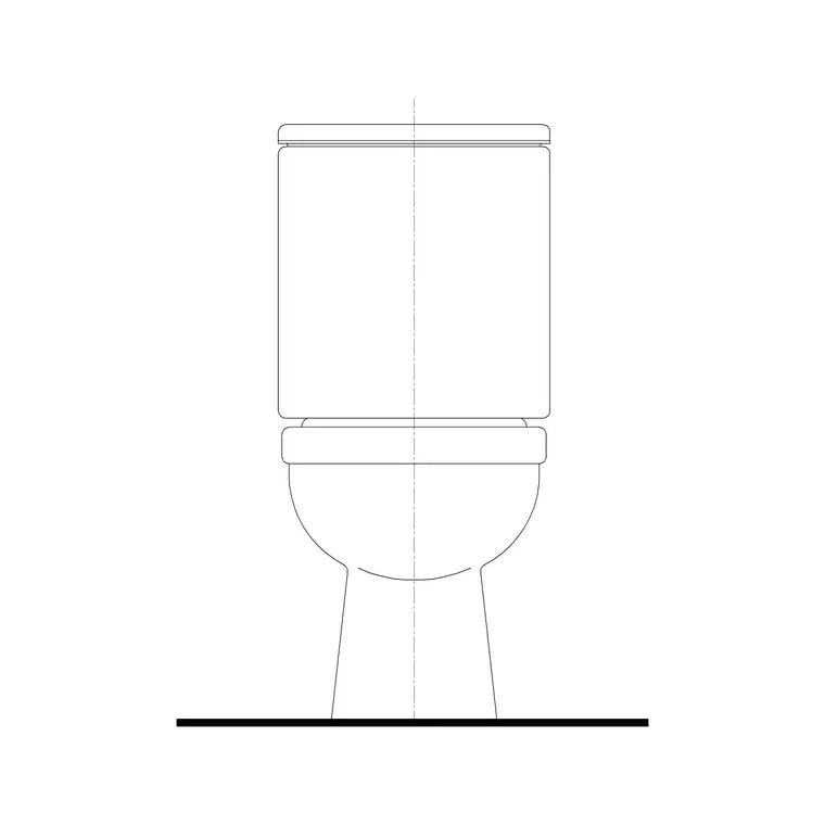 Toilet With Tank Front Ele DWG CAD block thumbnail — bathroom drawing