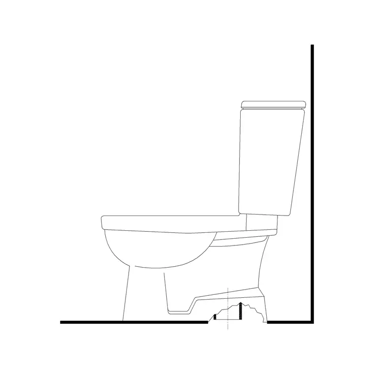 Toilet With Tank Side Ele DWG CAD block thumbnail — bathroom drawing