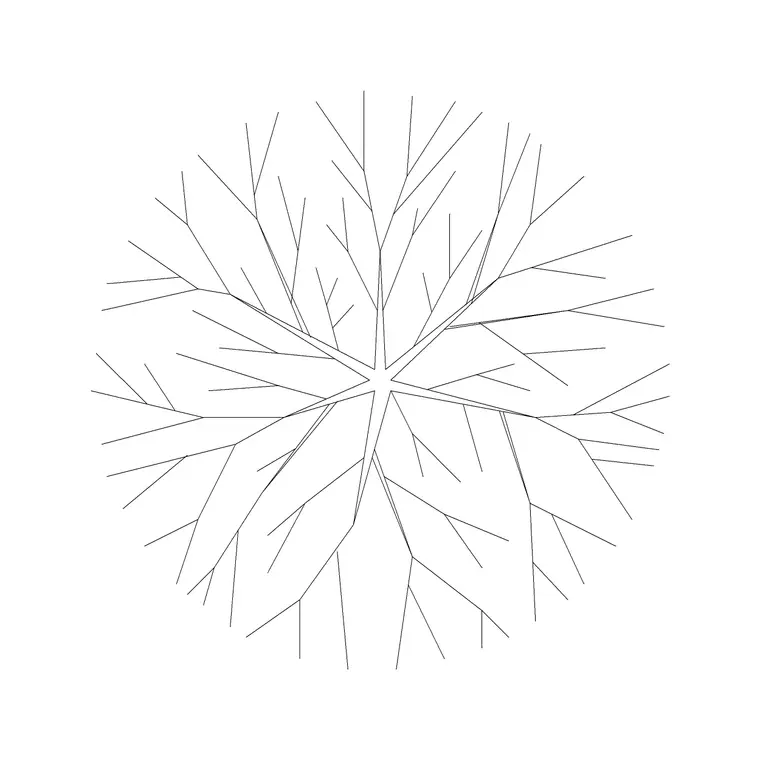 Tree Fin Plan (5) DWG CAD block thumbnail — trees & plants drawing