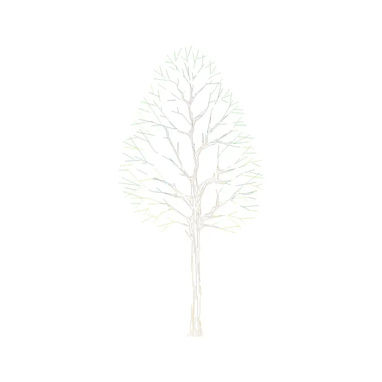 Tree Front Ele (38) DWG CAD block thumbnail — trees & plants drawing