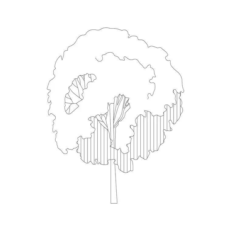 Tree Sketche Ele (4) DWG CAD block thumbnail — trees & plants drawing