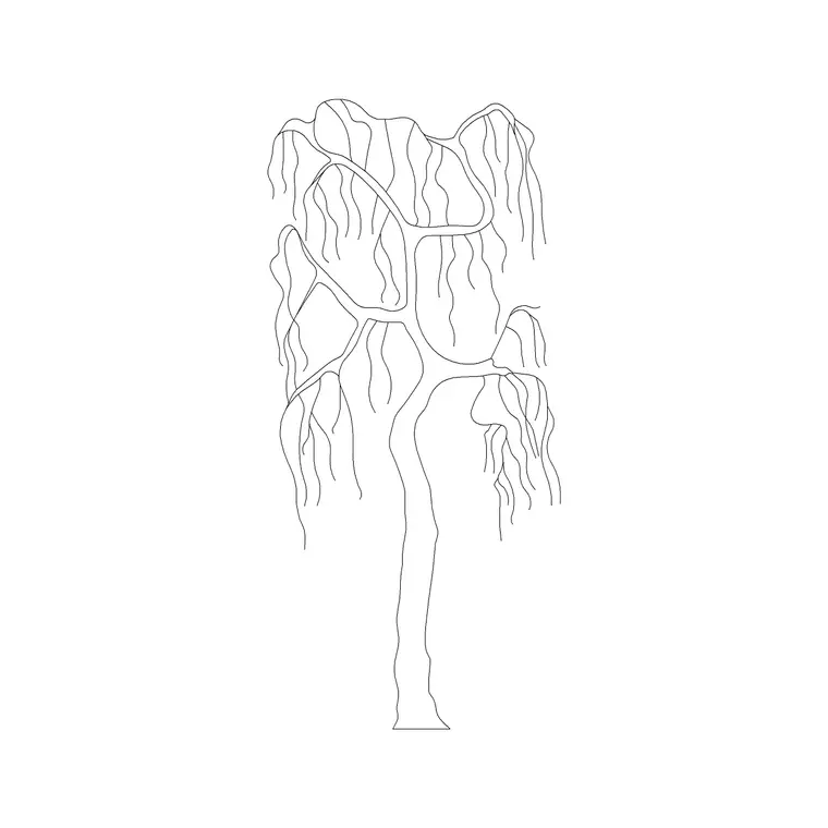 Tree Sketche Ele (7) DWG CAD block thumbnail — trees & plants drawing