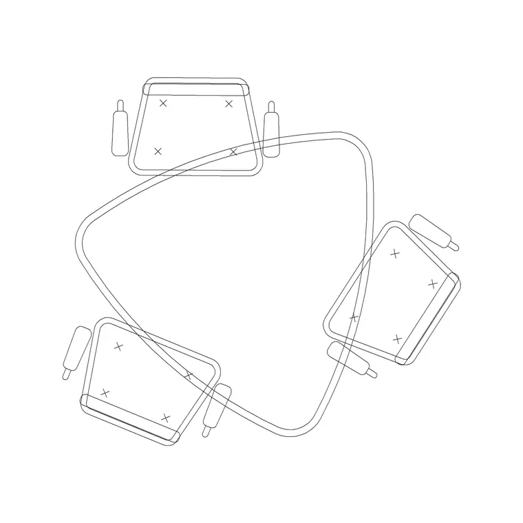 Triangular 3p Dining Table DWG CAD block thumbnail — furniture drawing