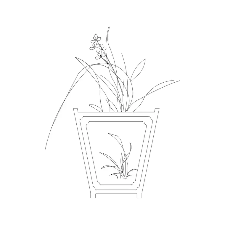 Triangular Shape Pot CAD block DWG — plan and elevation view