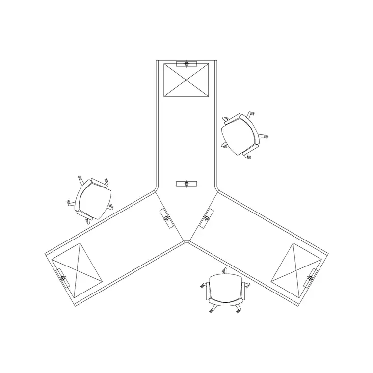 Triangular Workstation DWG CAD block thumbnail — office drawing