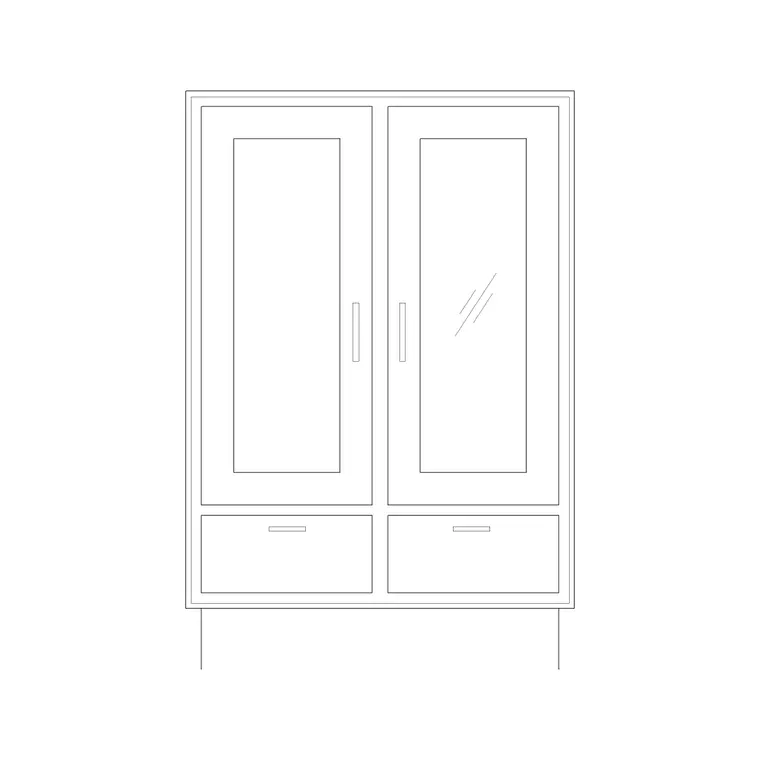 Tu 1200x1800 CAD block DWG — plan and elevation view
