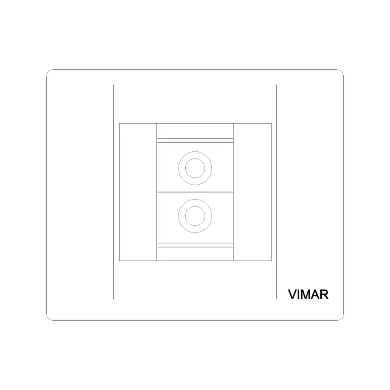 TV Cable Socket Vimar CAD block DWG — plan and elevation view