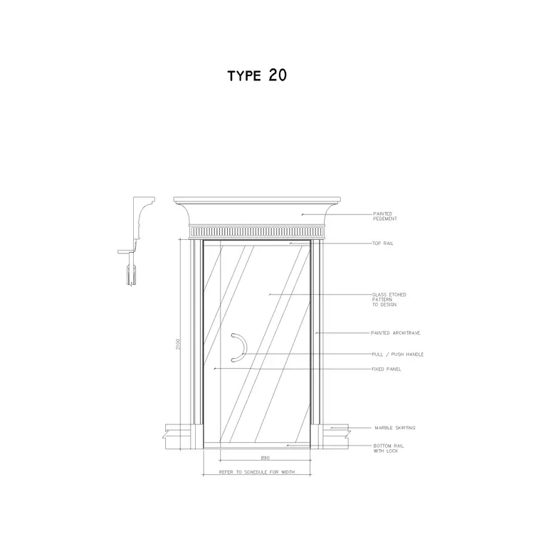 Type 20 Door Elevation DWG CAD block thumbnail — doors drawing